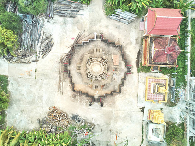 traditionnal 柬埔寨寺庙空中无人机鸟瞰图