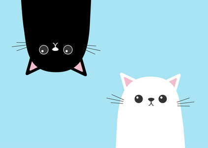 黑白相间可爱的猫。矢量插图