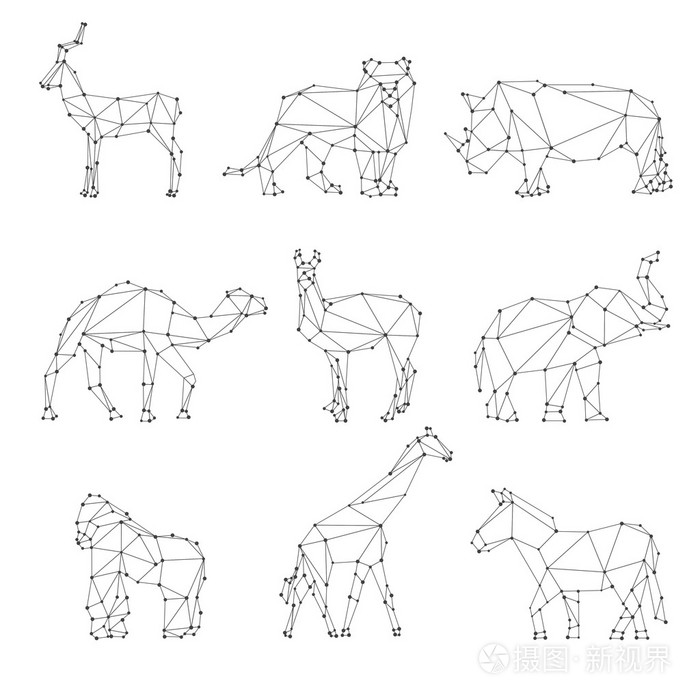 几何动物的轮廓插画-正版商用图片0o7745-摄图新视界
