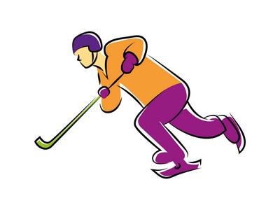 曲棍球运动员符号插图设计