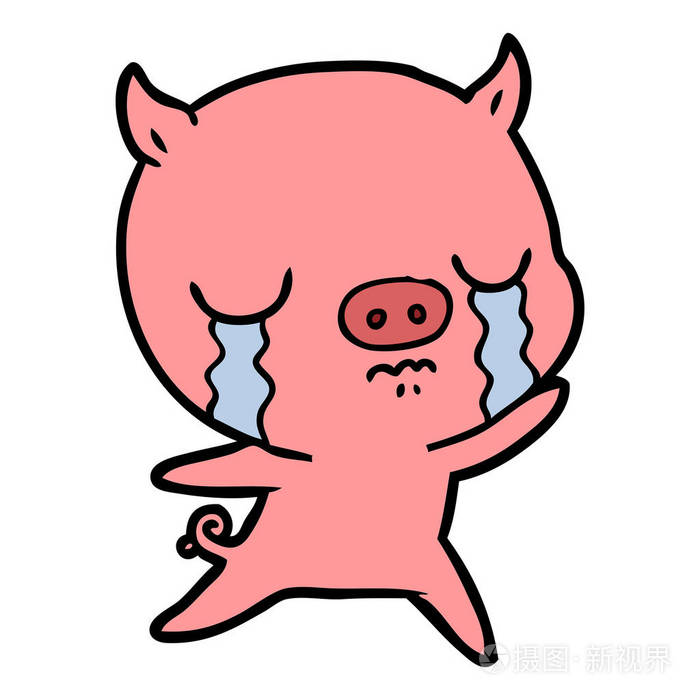 卡通猪哭的矢量例证