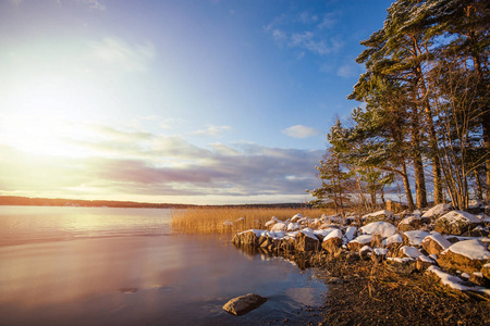 附近的芬兰湾的冬季