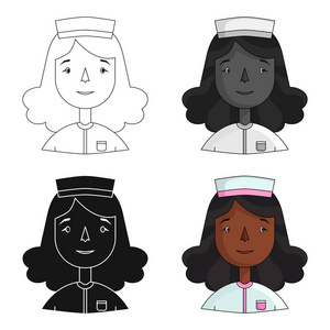 护士在白色背景上孤立的卡通风格的图标。人的不同职业象征股票矢量图