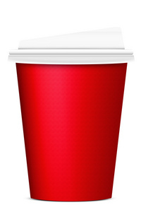 白色背景上的红色纸杯