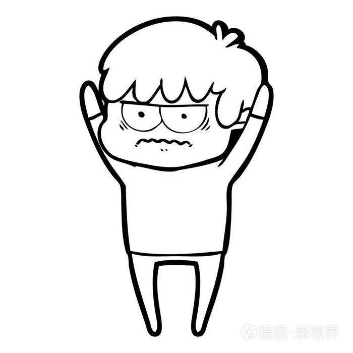 恼怒的卡通男孩的媒介例证插画-正版商用图片0o7hrd-摄图新视界