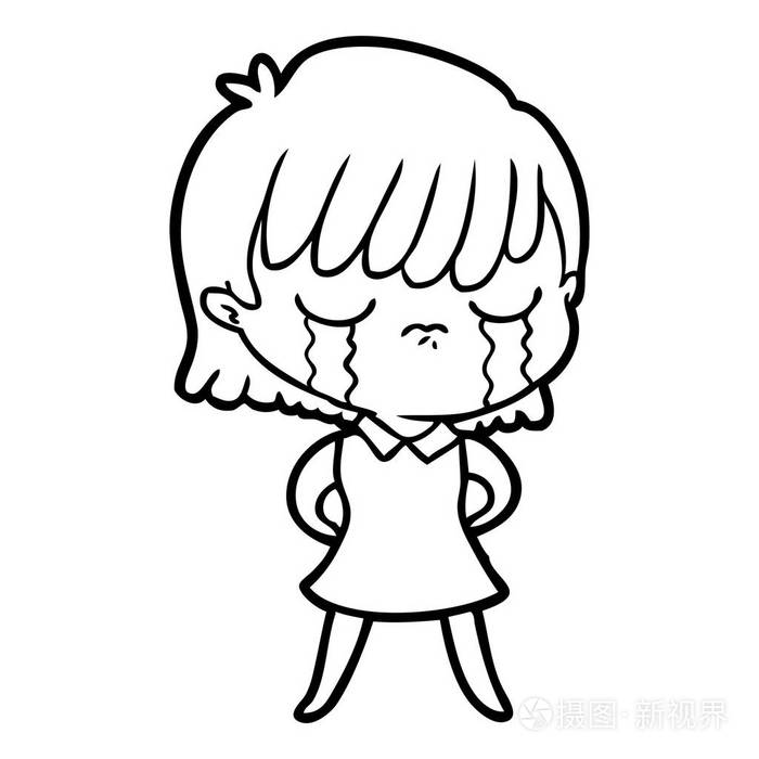 卡通女性哭泣的媒介例证