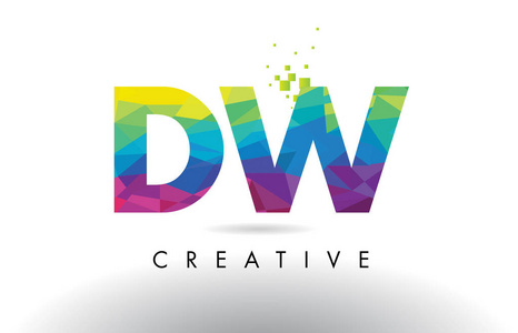 dw d w 多彩字母折纸三角形设计矢量照片
