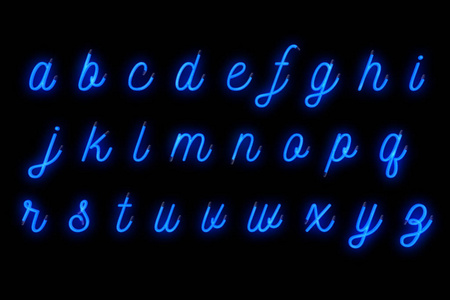 霓虹灯字体蓝字母字母字文本系列符号登录