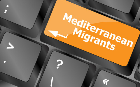 地中海的移民。电脑键盘按键，矢量图上的键盘按钮