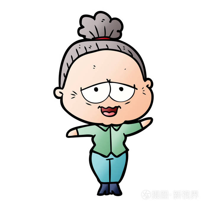 卡通快乐老太太