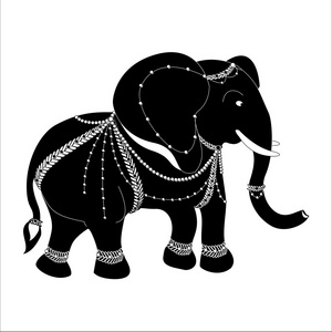 Elephant.Silhouette 的大象。美丽贺卡与大象