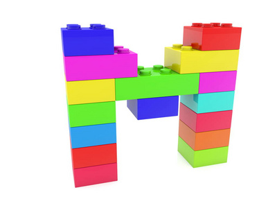 字母 M 概念建立从玩具砖. 3 d 例证