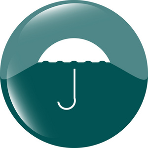 雨伞标志图标。雨保护标志。闪亮的 web 按钮。现代 Ui 网站按钮矢量图