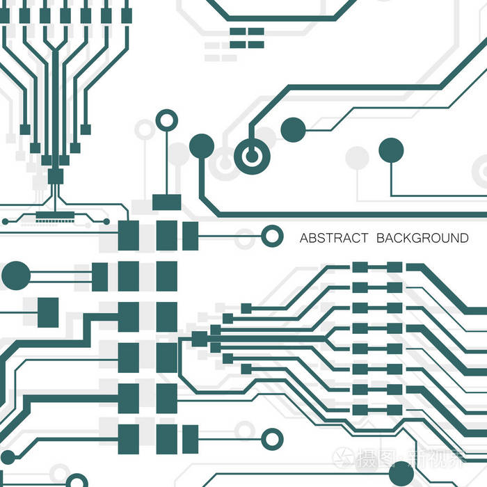 矢量电路板插图.抽象技术.微晶片背景