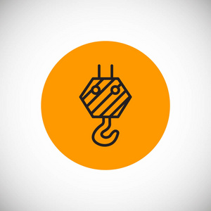 平面式起重机吊钩平面设计图标建筑起重机图标在白色背景上孤立的卡通