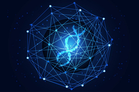 技术科学概念数字世界中的最后一个 Dna 高科技背景图片