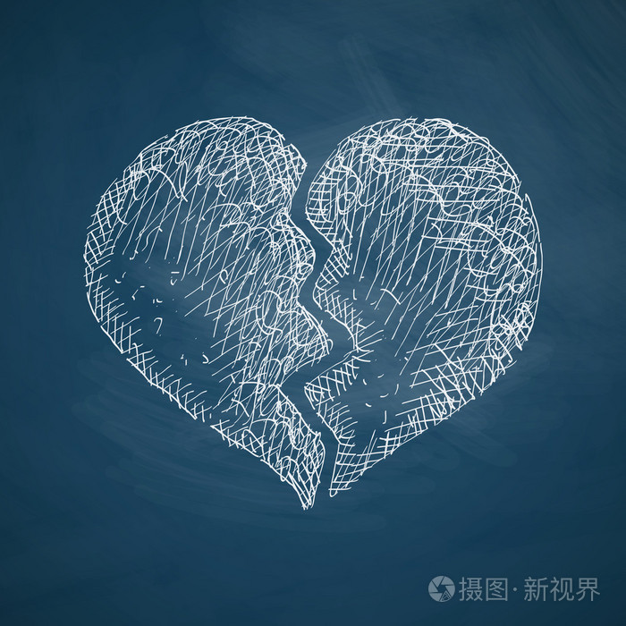 手画颗破碎的心图标
