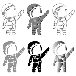 卡通宇航员在宇宙中飞行的矢量图解