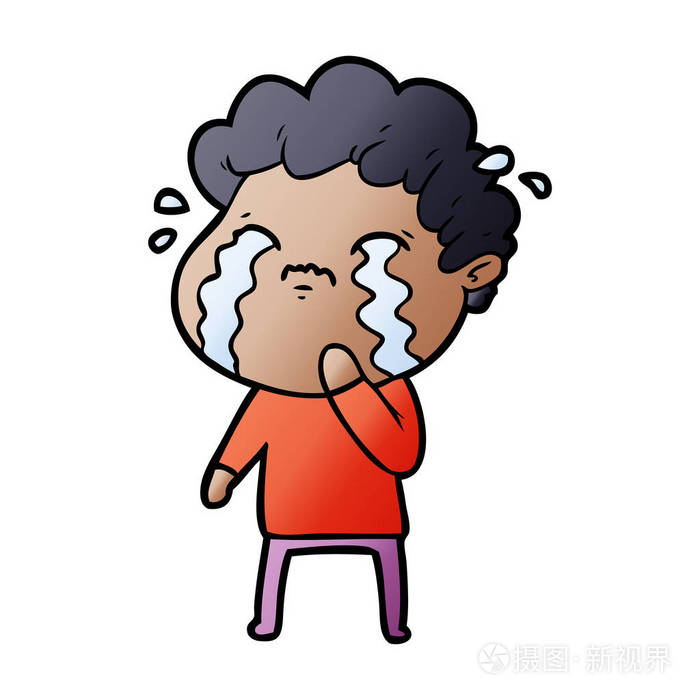 卡通人物哭泣的媒介例证