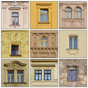 旧建筑的窗户。布拉格, 2018