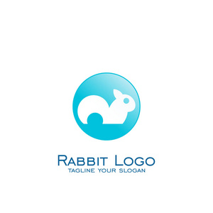 兔子标志设计, 简单的兔子图标, 圈子概念模板