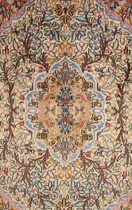 经典设计的羊毛和丝绸地毯, 印度德里