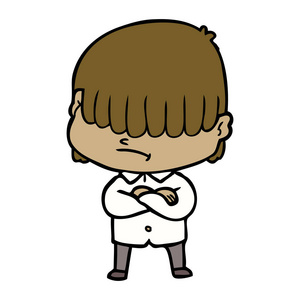 凌乱的头发的卡通男孩照片