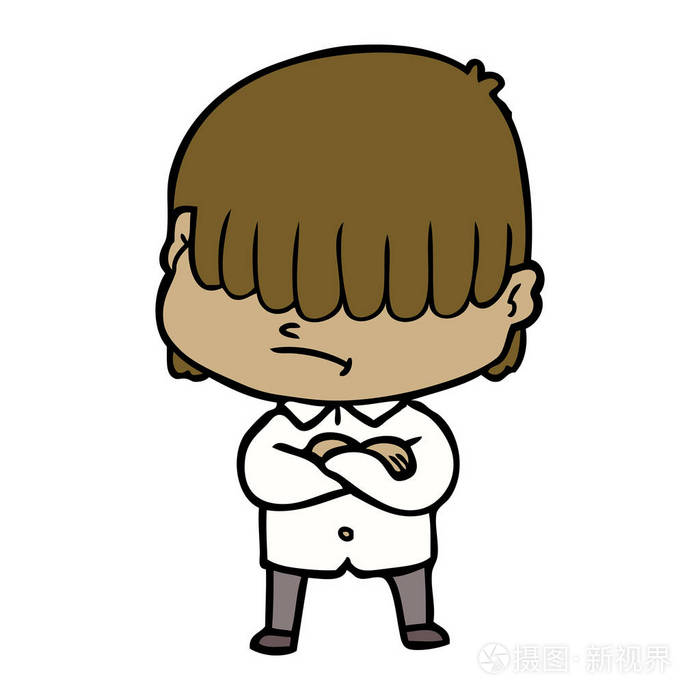 凌乱的头发的卡通男孩