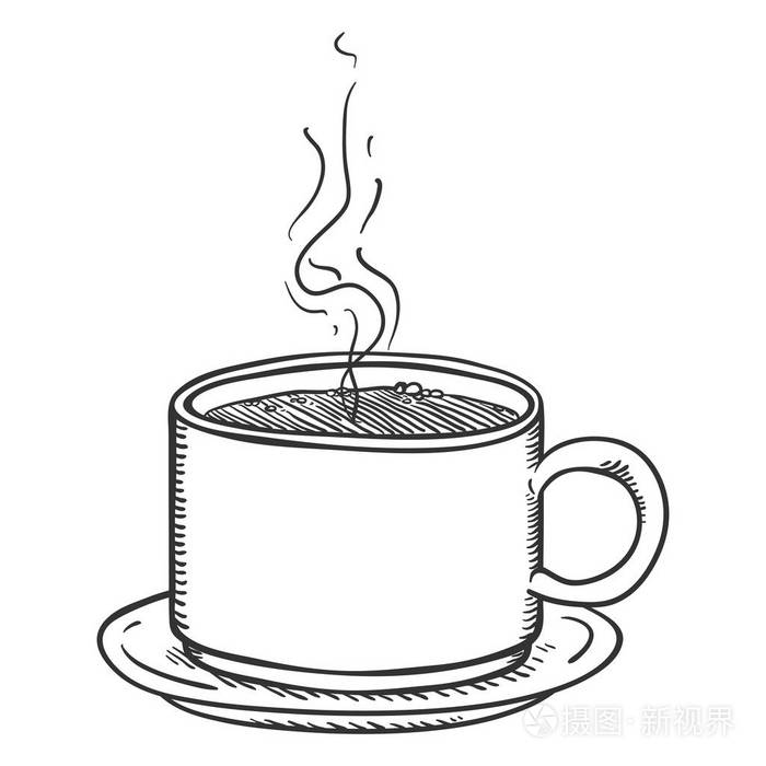 矢量penciling 素描插图-蒸汽咖啡杯插画-正版商用图片0o8i26-摄图新