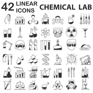 线性风格的化学图标