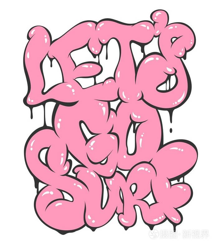 涂鸦气泡插图刻字让去冲浪