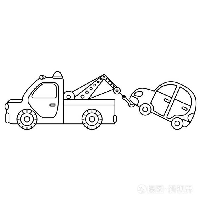 插画 运输应急车用牵引卡车.在白色背景上隔离的插图.eps