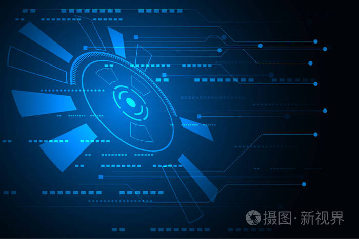 抽象技术概念电路板数字深蓝彩色高科技背景