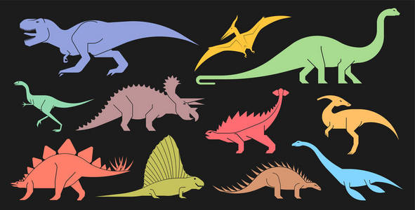 个 向量集的几何风格的恐龙图标 相似素材图片