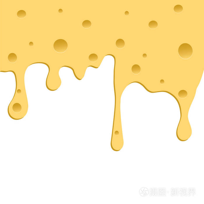 白色背景下的一滴奶酪矢量插图