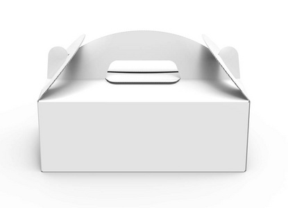 带手柄的外卖纸盒盒, 3d 为设计用途渲染的空白纸盒