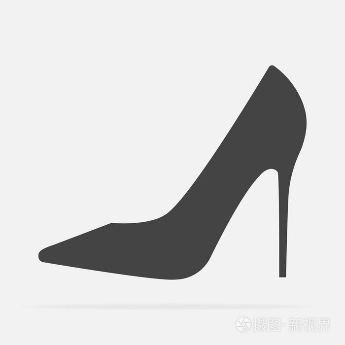 鞋的矢量图标灰色背景女子高跟鞋