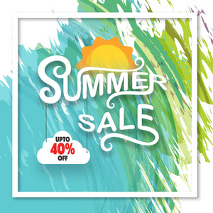 夏季销售提供横幅或海报设计与阳光, 时尚的文本