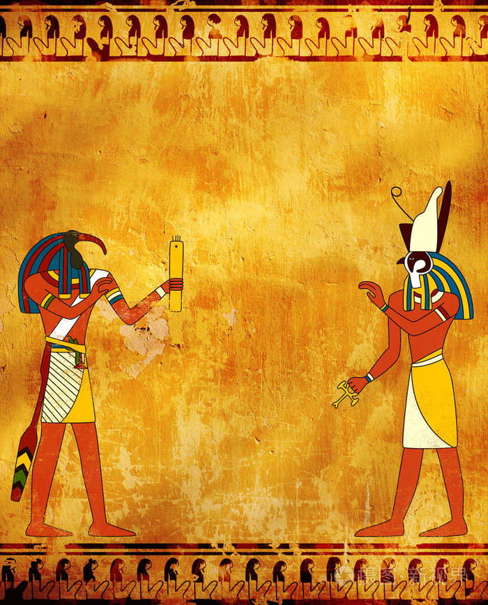 埃及神图像托特和荷鲁斯的垃圾背景