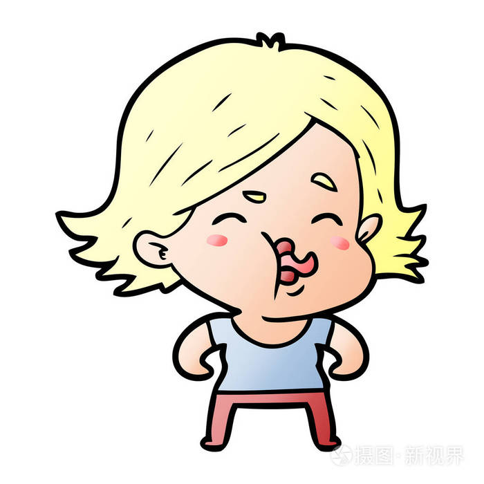 卡通女孩拉脸