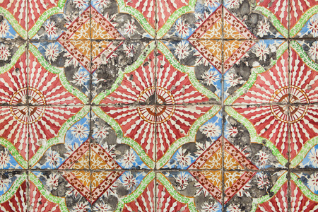 葡萄牙波尔图的传统葡萄牙 azulejo 瓷砖。背景纹理