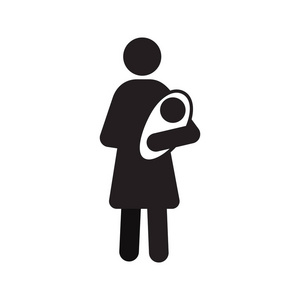 母亲与新生儿婴儿剪影在白色背景