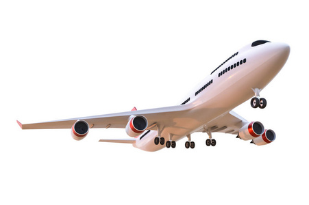 飞机在白色背景下被隔离。3d 渲染插图