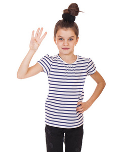 女商人显示四个手指图片