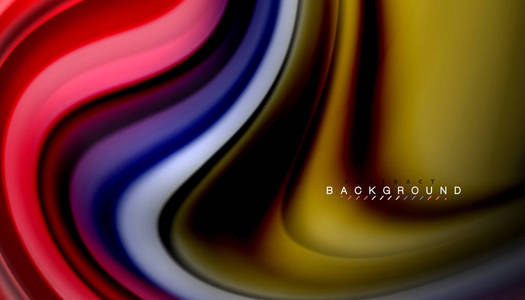 抽象波浪线流体彩虹样式颜色条纹在黑色背景上
