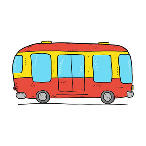 手工绘制的卡通公共汽车图片