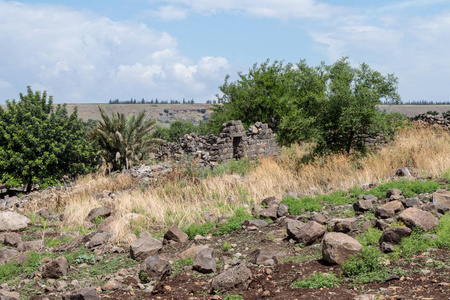 古犹太人定居点遗址嗯 el Kanatir在戈兰高地的母亲拱门