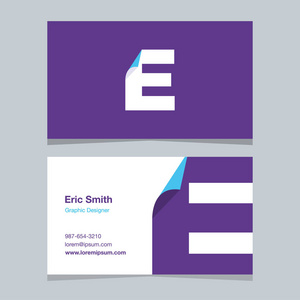 与名片模板标识字母E。矢量图形设计元素用于公司徽标
