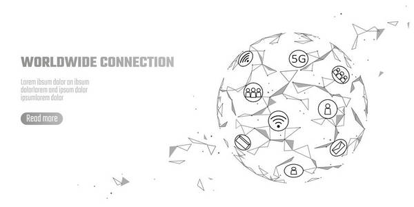 全球网络连接5g 互联网高速率.世界点线全球信息技术数据交换业务.