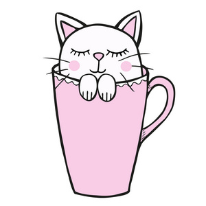 杯子里的猫简笔画图片